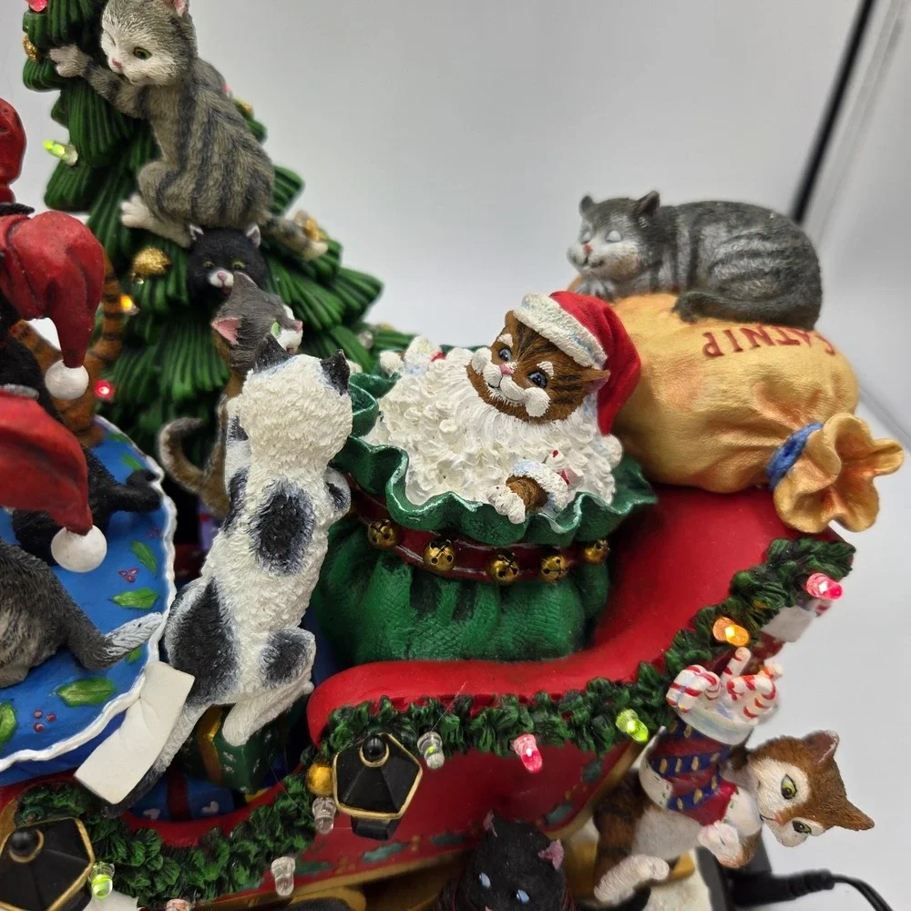 Vtg Danbury Mint Comical‎ Cats Christmas Sleigh Gary Patterson Rare Working HTF